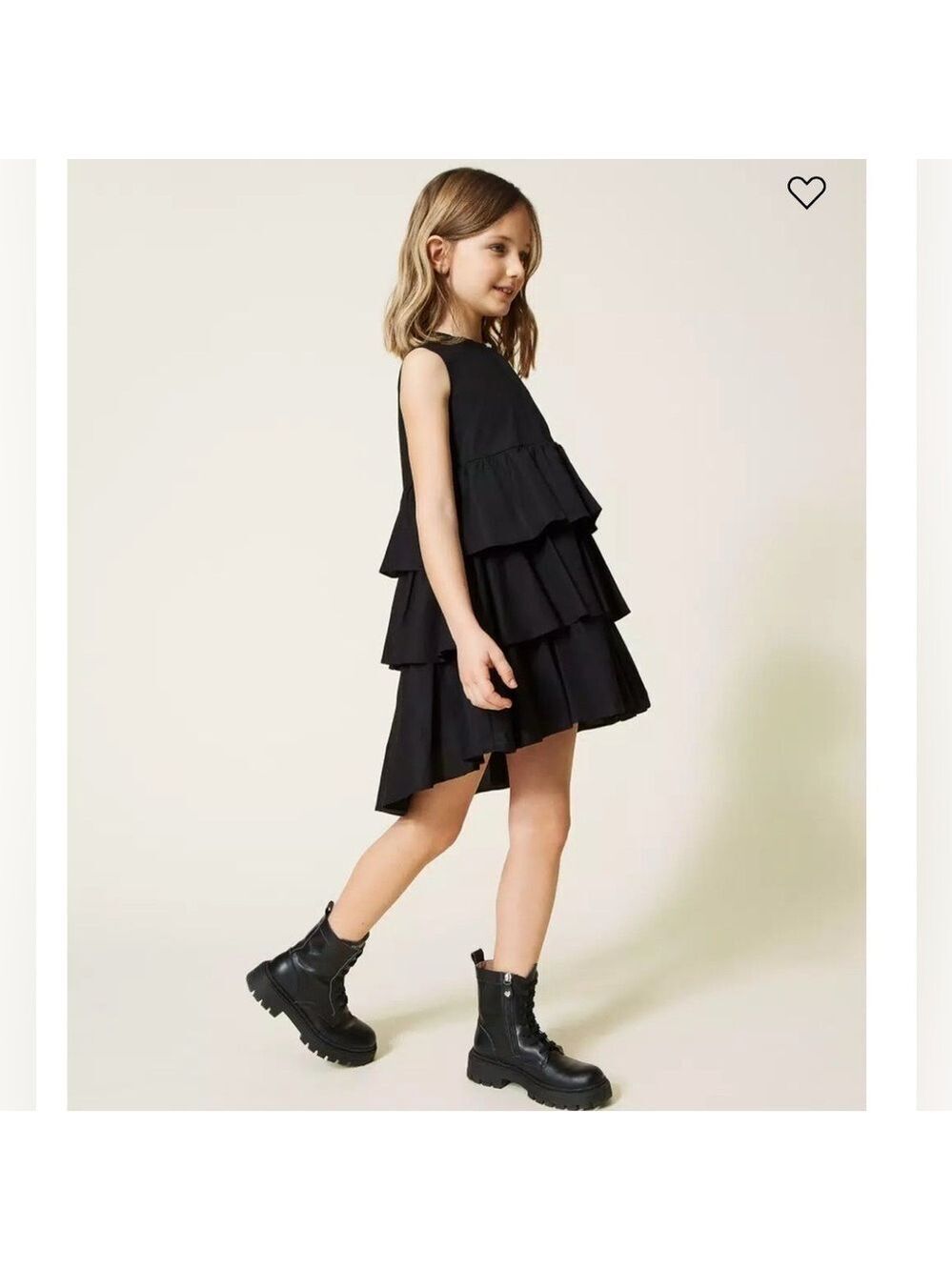 TWINSET Poplin dress with flounces black Girls sz 12